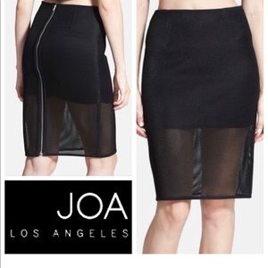 Black JOA Los Angles mesh pencil skirt